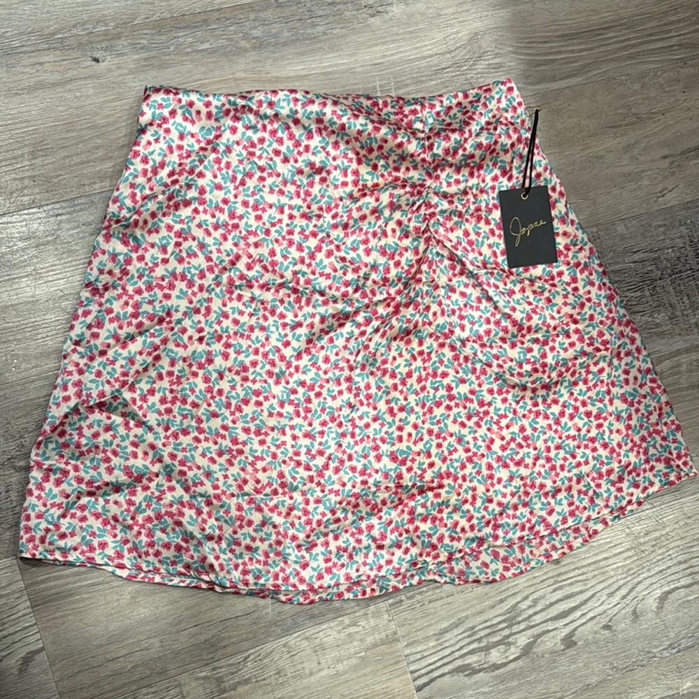 Floral Midi Skirt - Pink and White